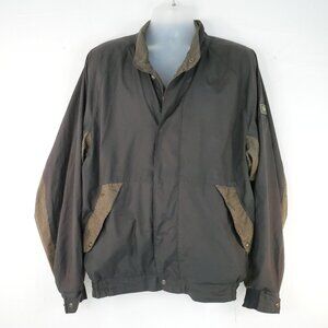 Dryjoys FootJoy Jacket Men Lg 2-Tone Brown Golf Full Zip Windbreaker Houndstooth